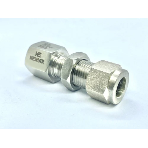 Bulkhead Female Connector - Stainless Steel, 2 Inch Size | Silver Finish Ideal for Hydraulic Pipe Applications