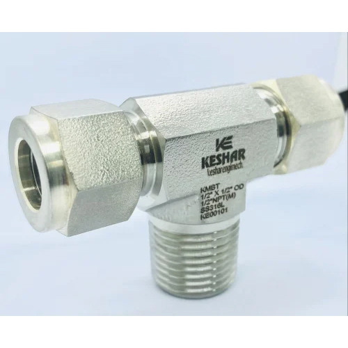 Male Branch Tee - Stainless Steel, 1/2 Inch Size | Silver Color for Chemical Handling Pipe