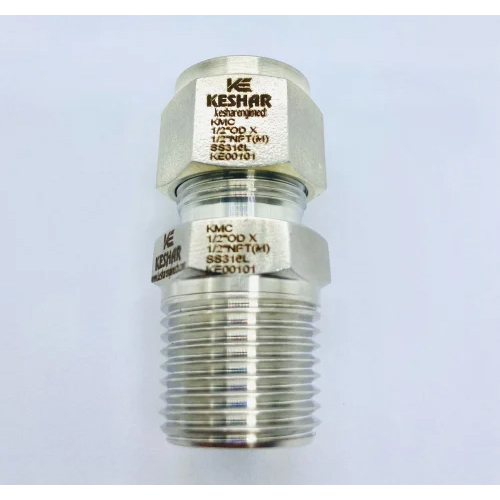 SS Male Female Connector - Stainless Steel, Silver | Ideal for Gas Pipe Applications, Reliable and Durable Design