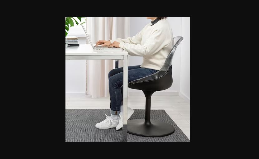 Swivel Restaurant Chair - Polycarbonate Plastic, Black And White, 85cm Height | Comfortable Bowl-shaped Seat, Easy Tool-free Assembly, Moisture Proof, Washable, Lightweight