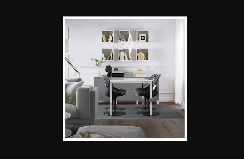 Swivel Restaurant Chair - Polycarbonate Plastic, Black And White, 85cm Height | Comfortable Bowl-shaped Seat, Easy Tool-free Assembly, Moisture Proof, Washable, Lightweight