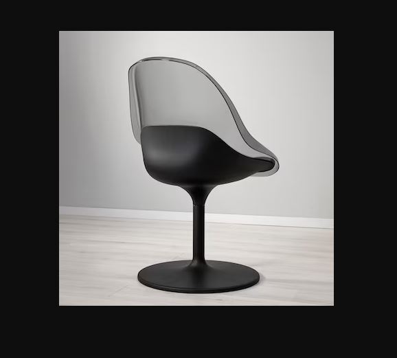 Swivel Restaurant Chair - Polycarbonate Plastic, Black And White, 85cm Height | Comfortable Bowl-shaped Seat, Easy Tool-free Assembly, Moisture Proof, Washable, Lightweight