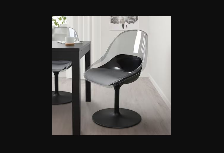 Swivel Restaurant Chair - Polycarbonate Plastic, Black And White, 85cm Height | Comfortable Bowl-shaped Seat, Easy Tool-free Assembly, Moisture Proof, Washable, Lightweight