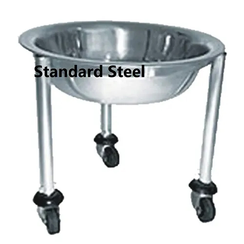 Hospital Kick Bucket - Stainless Steel, Heavy Duty Plastic Base with Removable SS Bucket | Foldable Ward Furniture on CM Castors, Ideal for Commercial Use