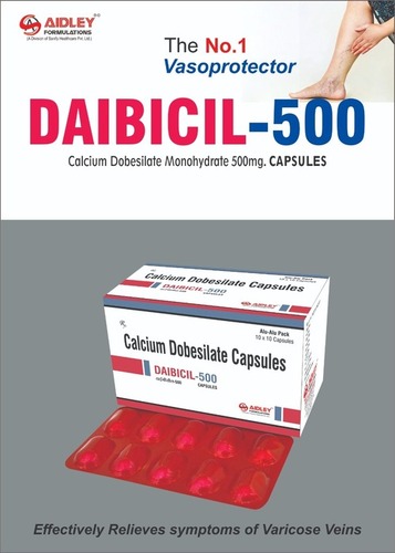 Capsule Calcium Dobesilate 500mg - 500mg Dosage, 10x10 Alu Alu Packaging | Supports Treatment of Piles and Varicose Veins, Reduces Vessel Leakage and Fragility