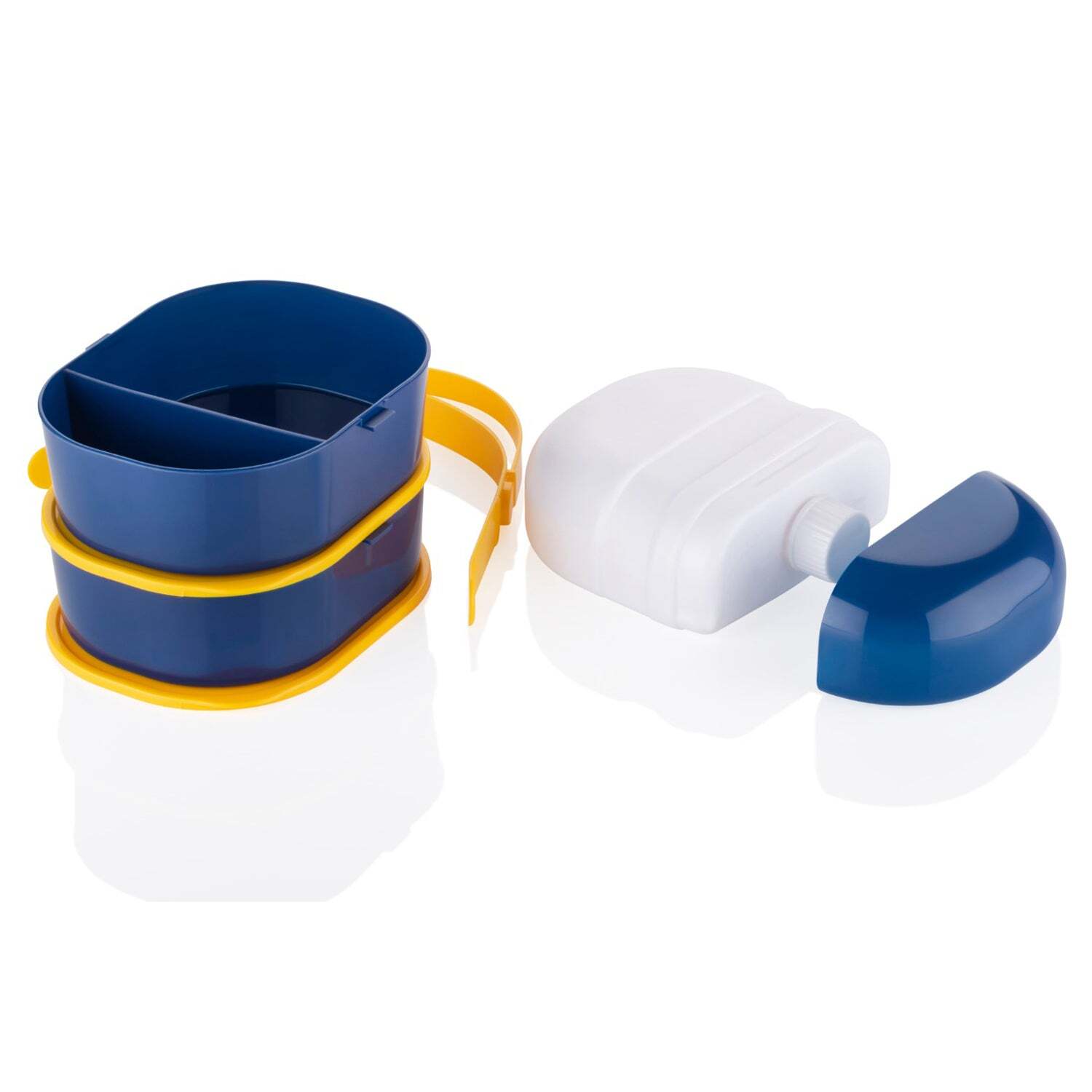 Mr. Chef Smart Lunch Box - Plastic Material, 18x16x13 Cm Size, Multi-color | Capsule Shape With Strap-on Design, Includes Water Bottle And Handle