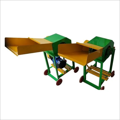 Green Industrial Chaff Cutter - High Carbon Steel, 6"/3" Blade Size, Green/Yellow Combo | Eco-Friendly, Energy Efficient, 1.5 HP Electric Motor, Semi-Automatic, Durable