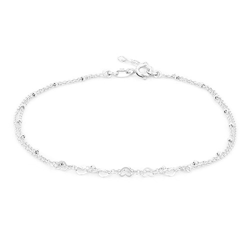 Open Heart Silver Anklet Size: Customized