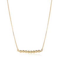 Beaded Bar Silver Necklace With Yellow Plating