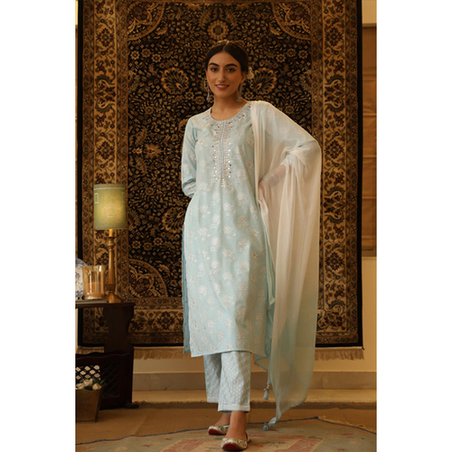 Cotton Kurti Pant Dupatta Set