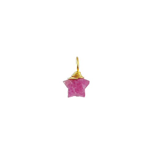 Same As Photo Dyed Ruby Gemstone 10mm Star Wire Wrapped Sterling Silver Gold Vermeil Charm