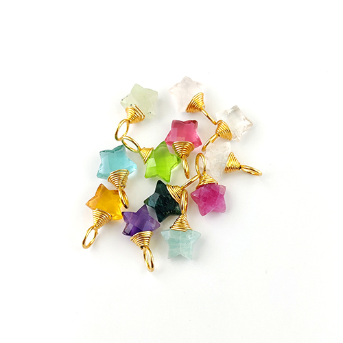 Same As Photo Dyed Ruby Gemstone 10mm Star Wire Wrapped Sterling Silver Gold Vermeil Charm