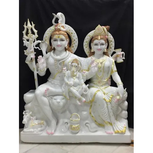 सफेद 15 इंच शिव पार्वती संगमरमर की मूर्ति