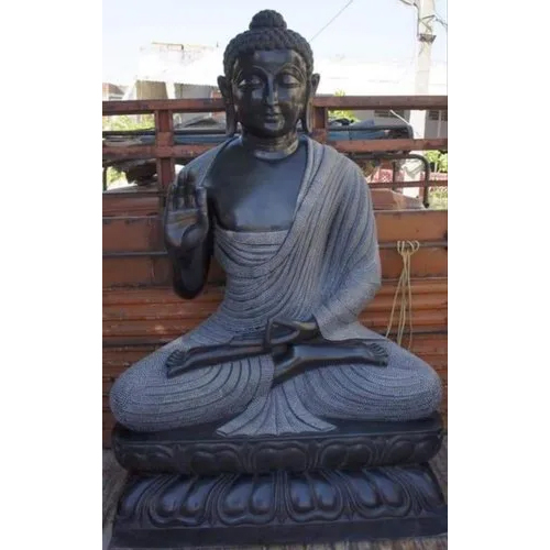 भारतीय ग्रे रंग की मार्बल बुद्ध प्रतिमा