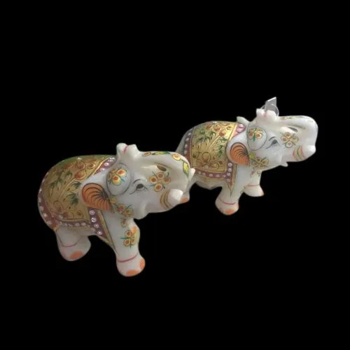 Multicolor Marble Elephant Statue