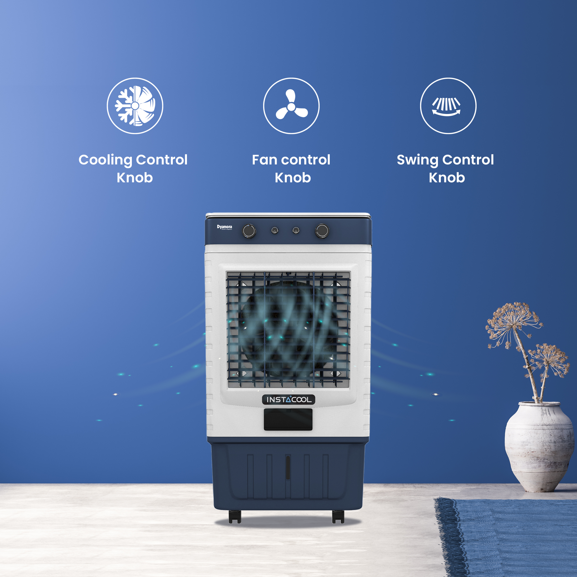 Dyanora 75 L Desert Air Cooler With Instacool Technology (Dy-cl75-01-bu) - Color: Blue-white