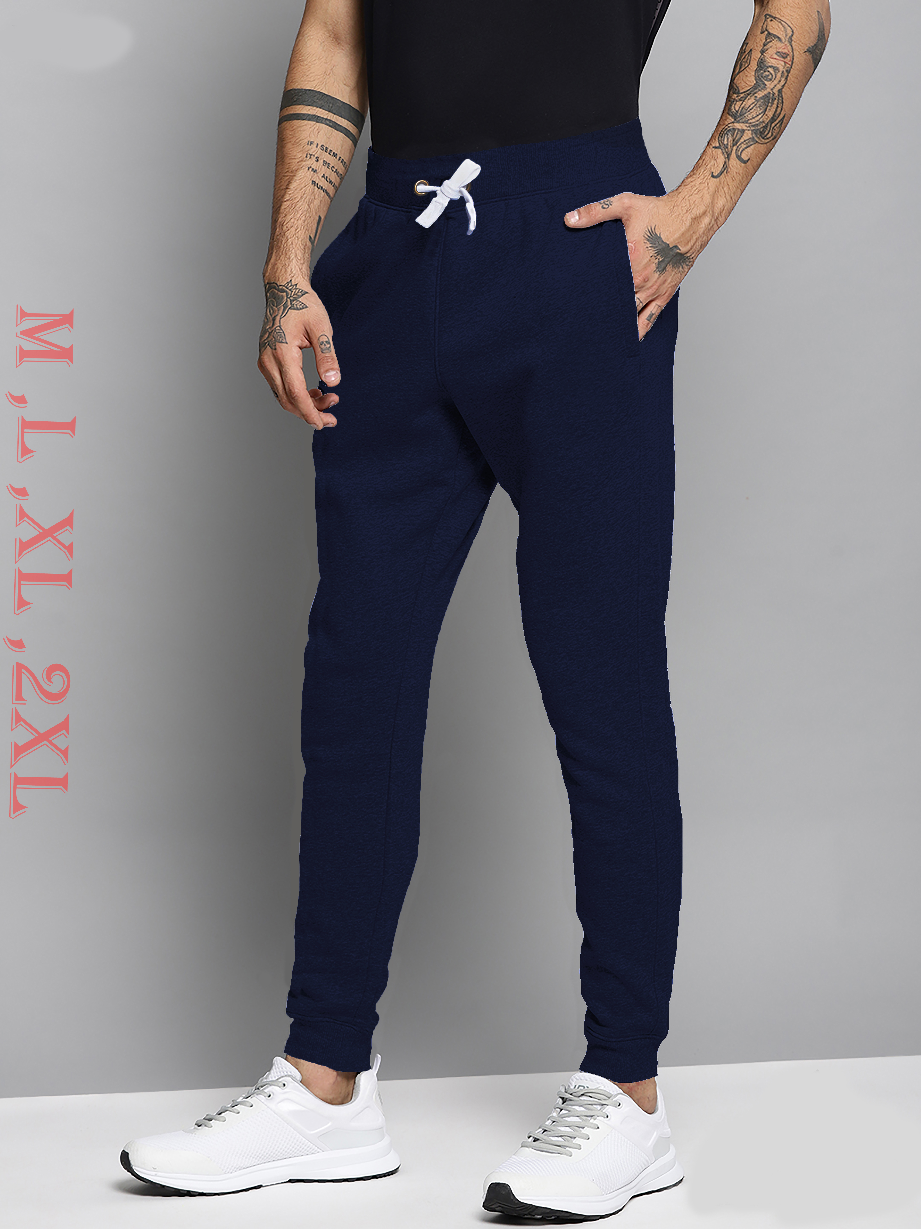 Mens Joggers - 100% Cotton Loop Knit, M-2xl Size Range, Black Color | Breathable, Quick Dry, Trendy Style With Single Zip Pocket
