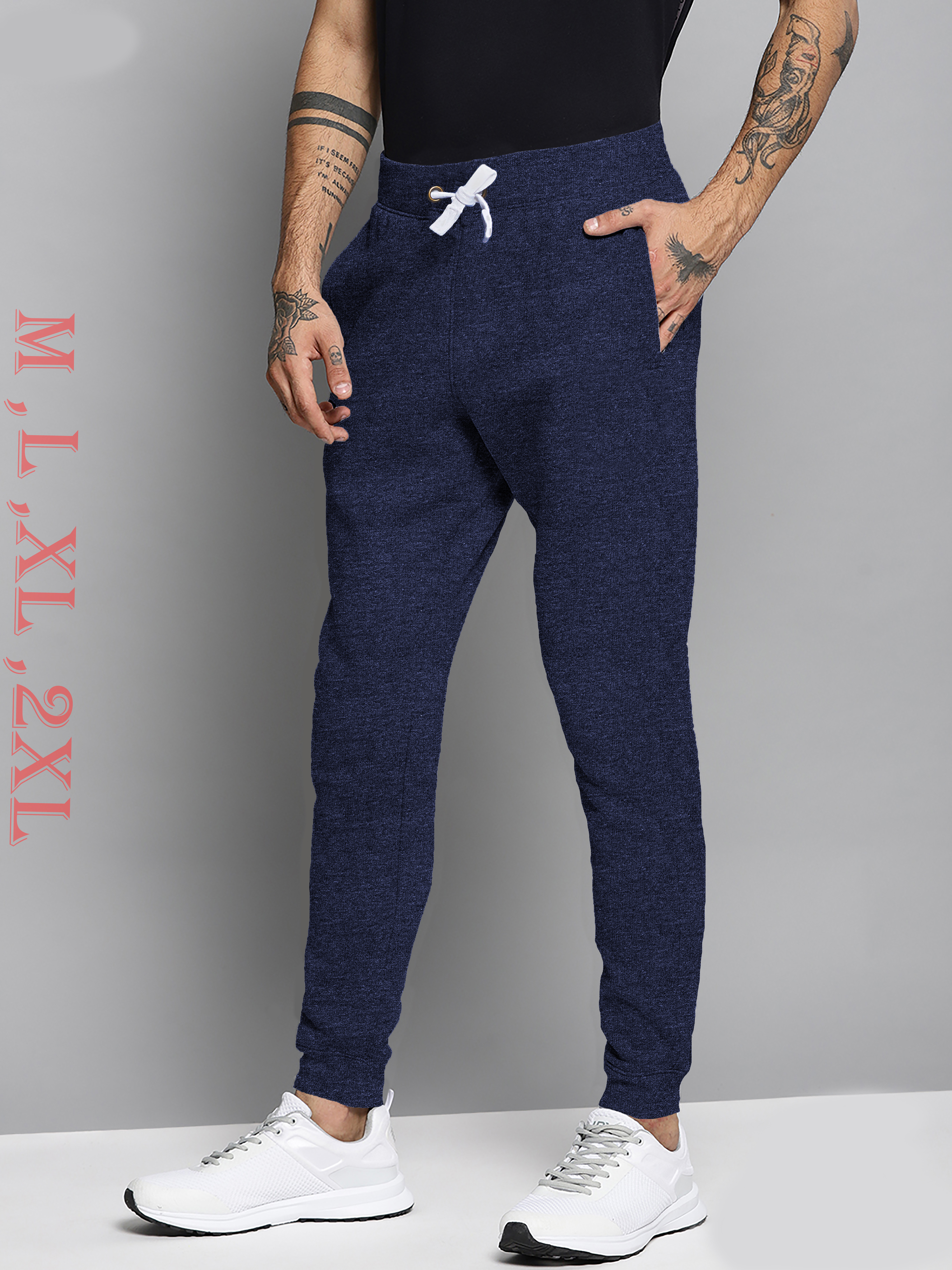 Mens Joggers - 100% Cotton Loop Knit, M-2xl Size Range, Black Color | Breathable, Quick Dry, Trendy Style With Single Zip Pocket