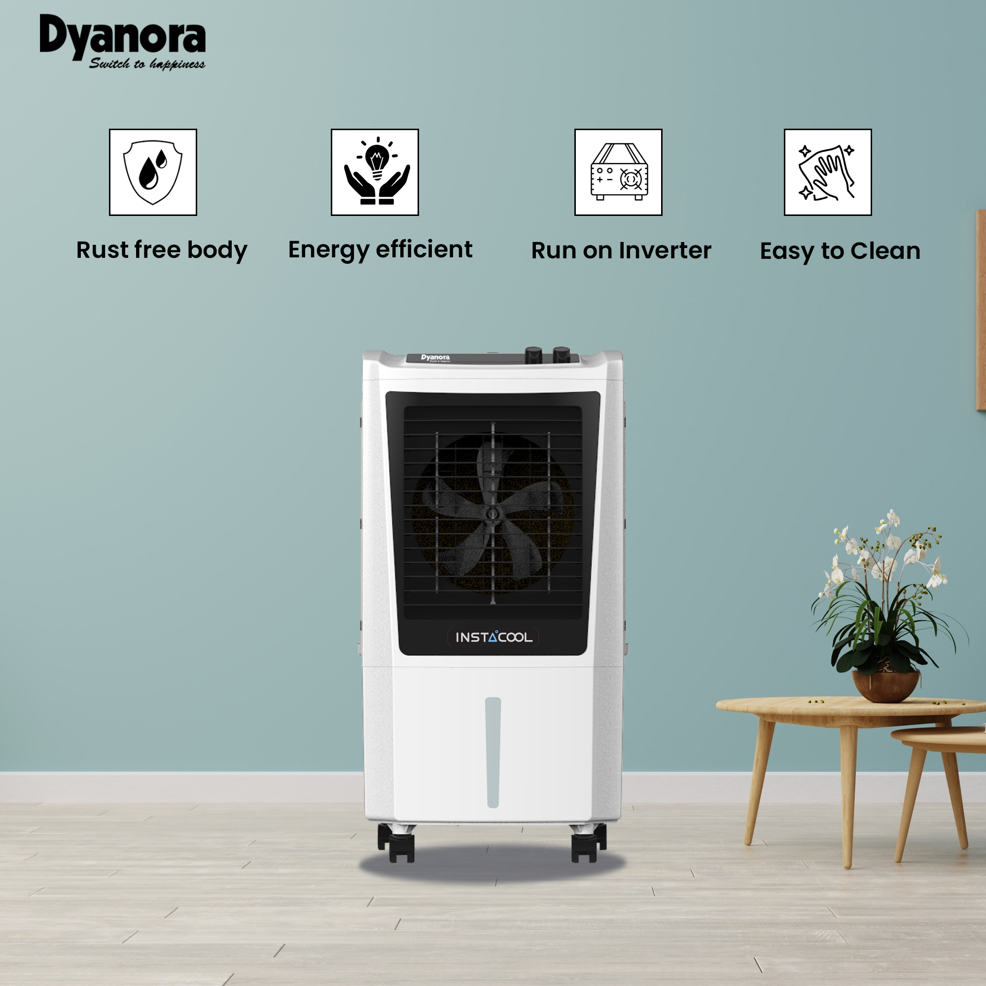 Dyanora 60 L Desert Air Cooler With Instacool Technology (Dy-cl60-01-bw) - Color: White & Black