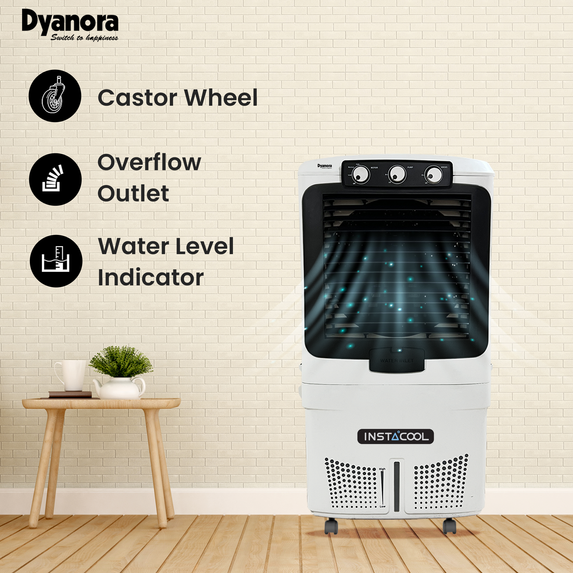 Dyanora 80 L Desert Air Cooler With Instacool Technology (Dy-cl80-01-bw) - Color: White & Black