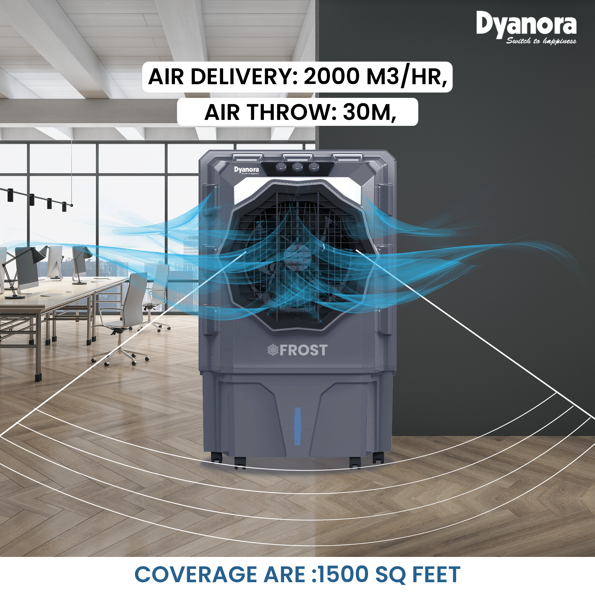 Dy-cl150-01-gr Dyanora 150 L Desert Air Cooler With Frost Technology For 600 Sq Ft