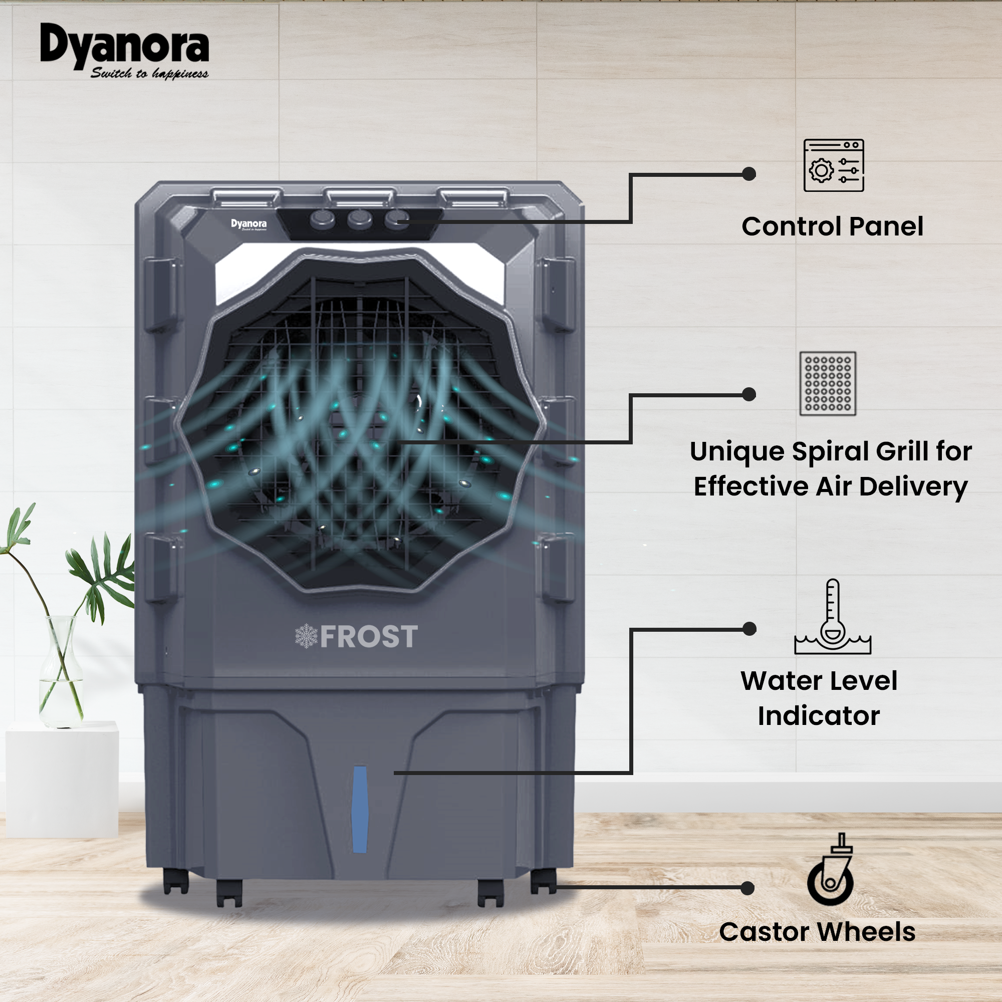Dy-cl150-01-gr Dyanora 150 L Desert Air Cooler With Frost Technology For 600 Sq Ft
