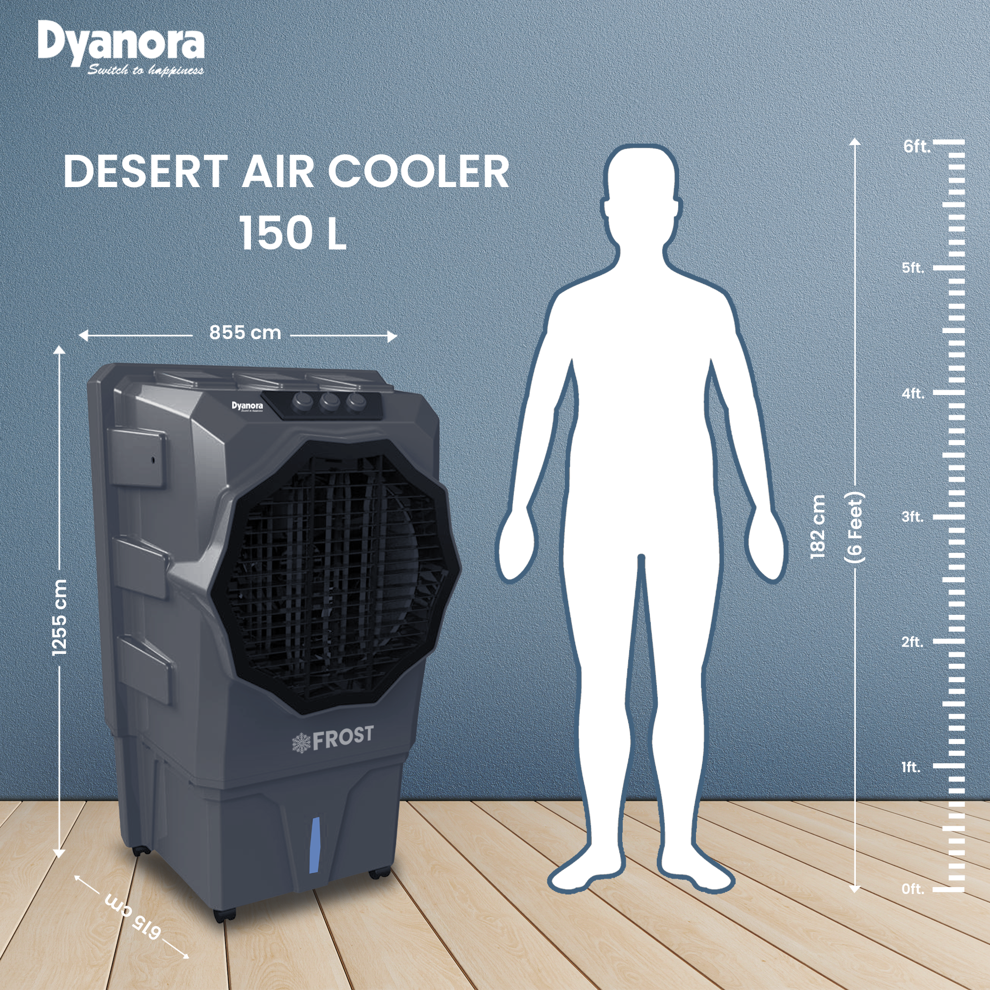Dy-cl150-01-gr Dyanora 150 L Desert Air Cooler With Frost Technology For 600 Sq Ft