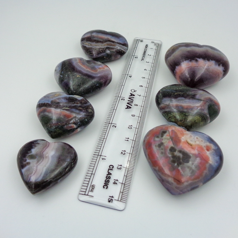 Multi Amethyst Lace Agate Hearts For Home Decoration