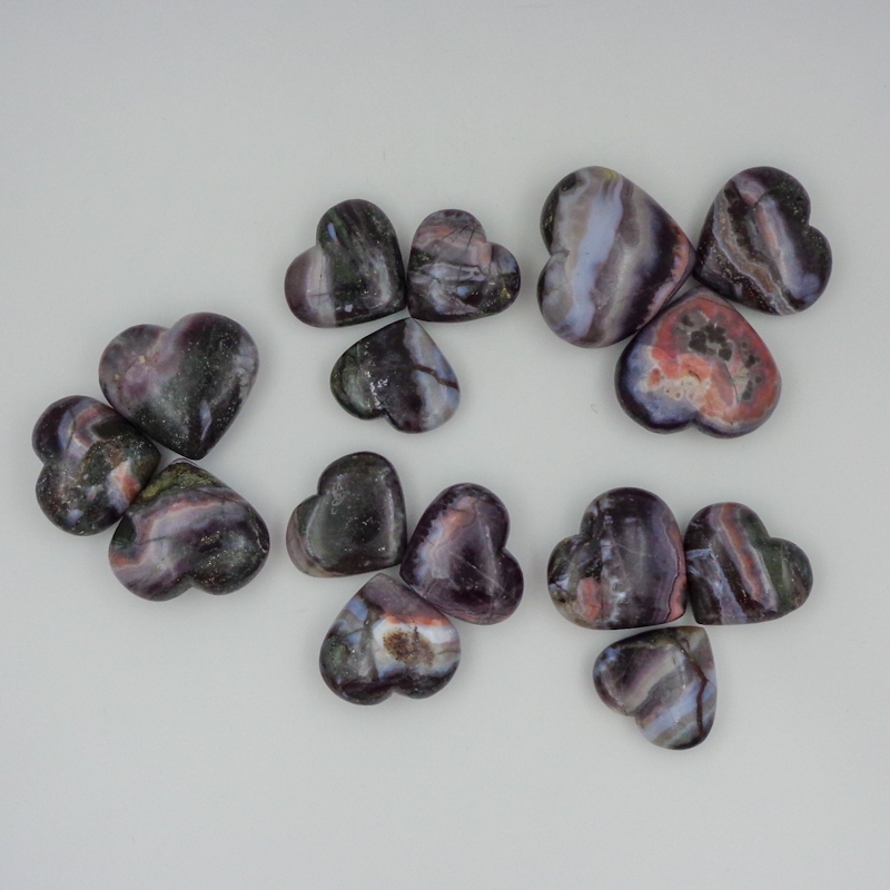 Multi Amethyst Lace Agate Hearts For Home Decoration