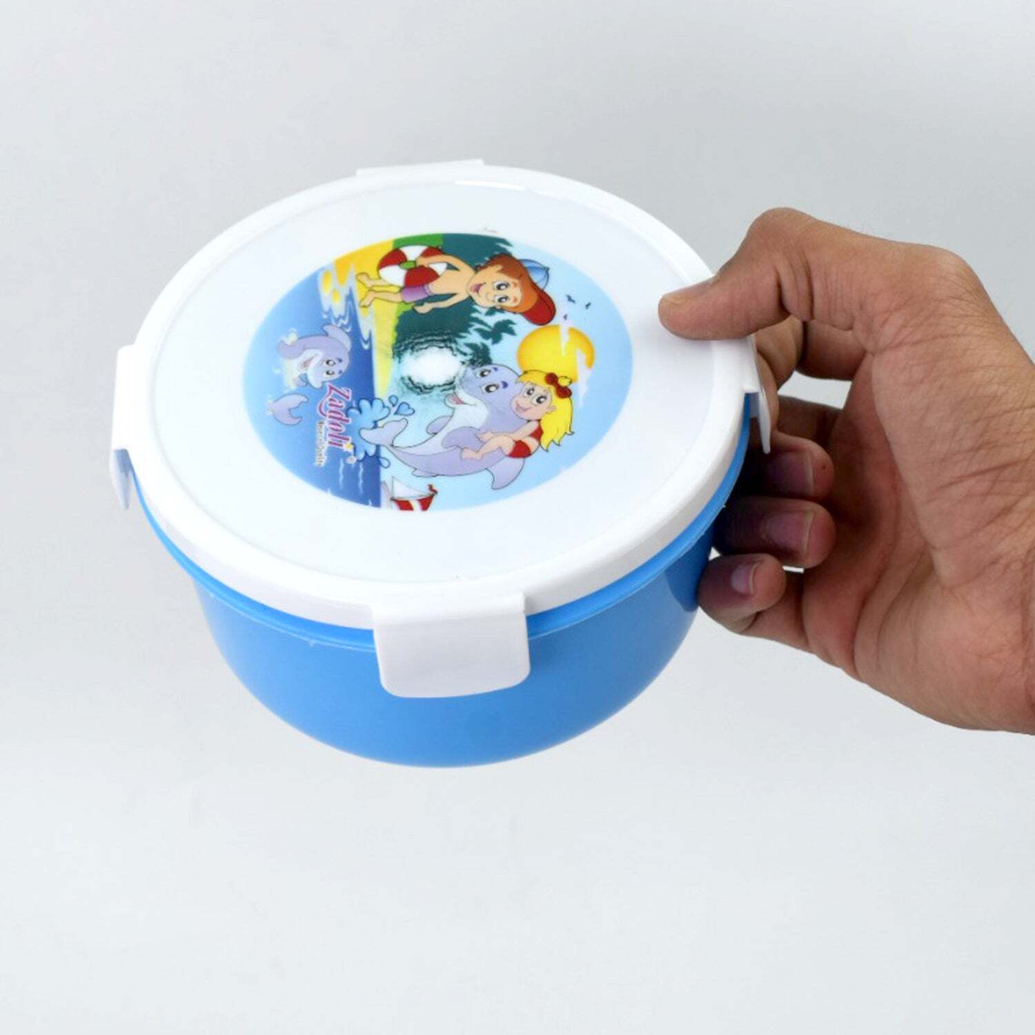 Round Shaped Lunch Box - Plastic, 15x15x9 Cm | Multi-color, Lightweight, Ideal For Hot Meals