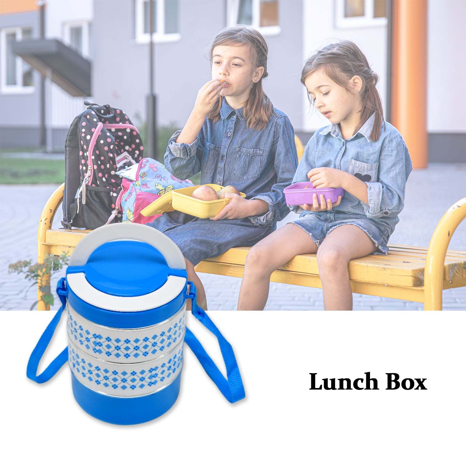 Multi / Assorted 3 Layer Adjustable Insulated Tiffin Set Of 1 Blue 3 Containers Lunch Box (2493)
