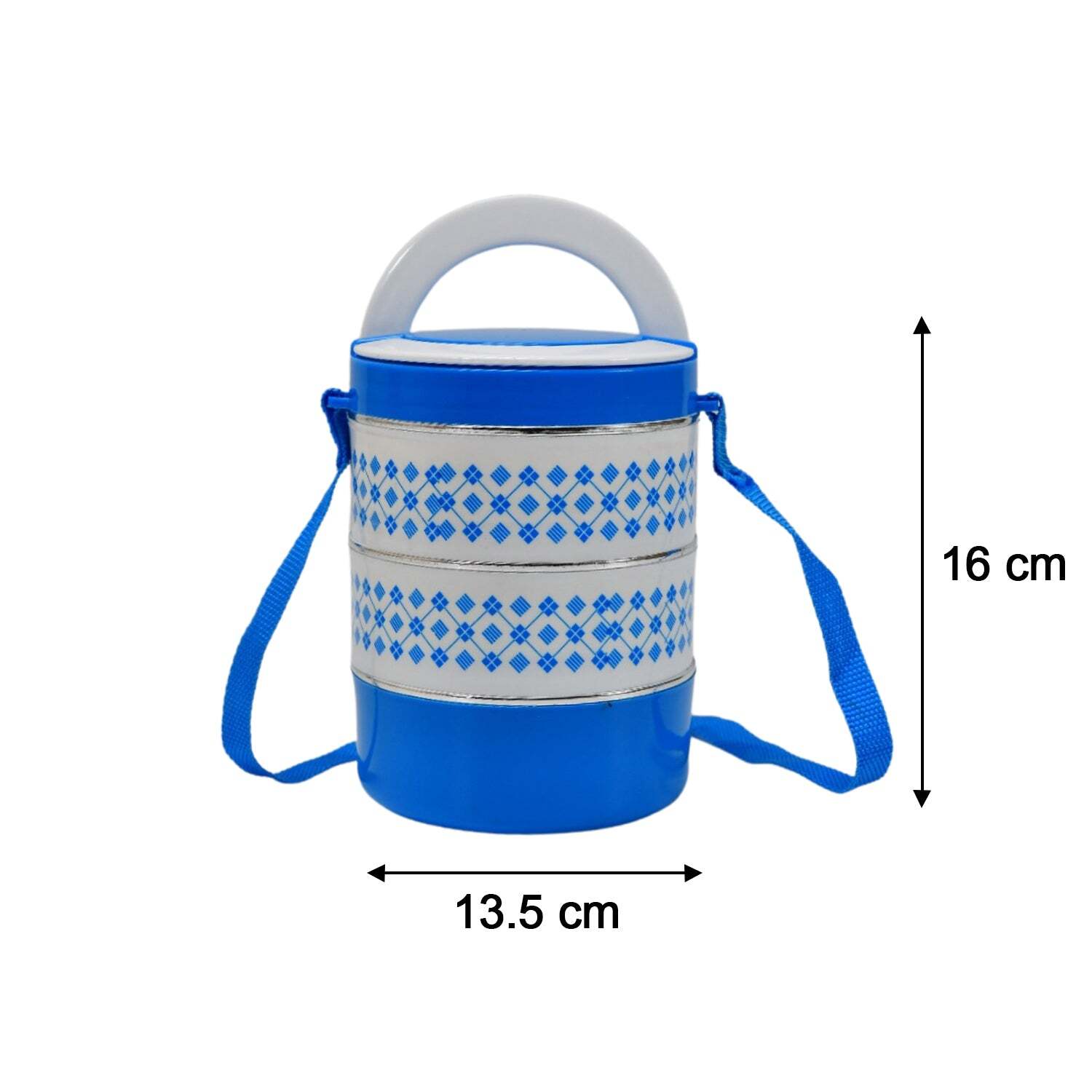 Multi / Assorted 3 Layer Adjustable Insulated Tiffin Set Of 1 Blue 3 Containers Lunch Box (2493)