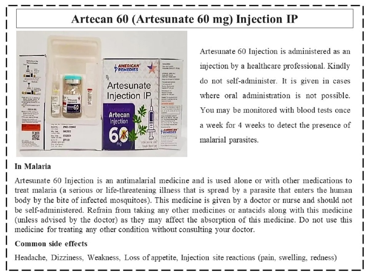 Artecan 60 (Artesunate 60 Mg) Injection Ip
