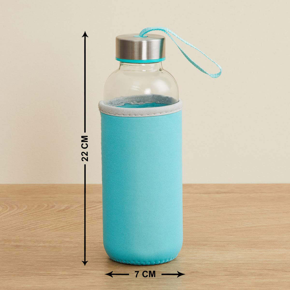 Multi / Assorted Glass Water Bottle (500 Ml) With Cover (1199)
