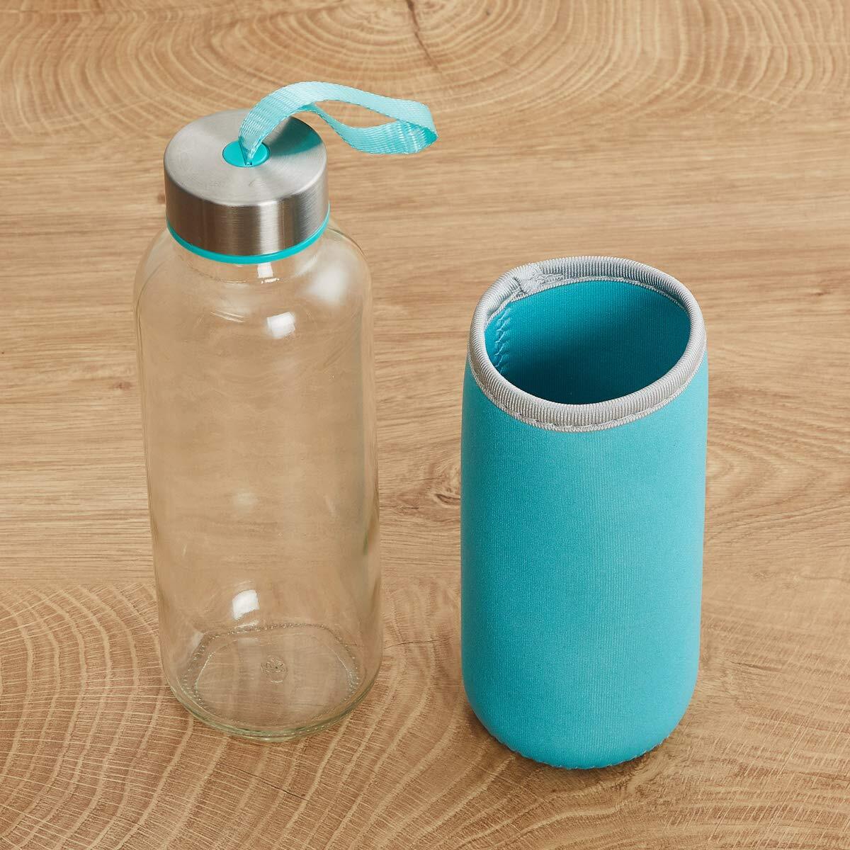 Multi / Assorted Glass Water Bottle (500 Ml) With Cover (1199)