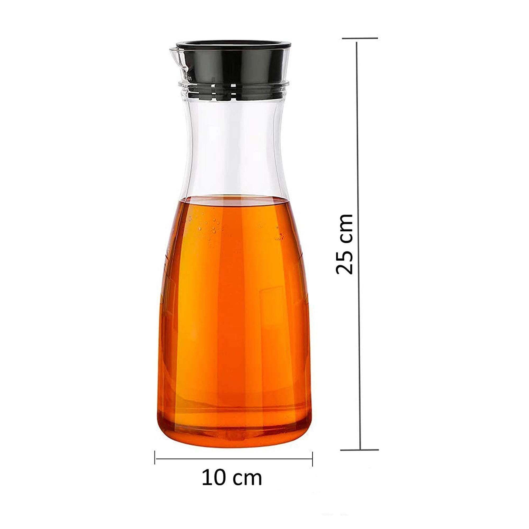 1 Litre Water Juice Milk Jug With Lid Transparent (Multi Colour) (2252) - Plastic Material, 26x10x11 Cm, Transparent Multi-assorted Color | Lightweight 0.582 Gm