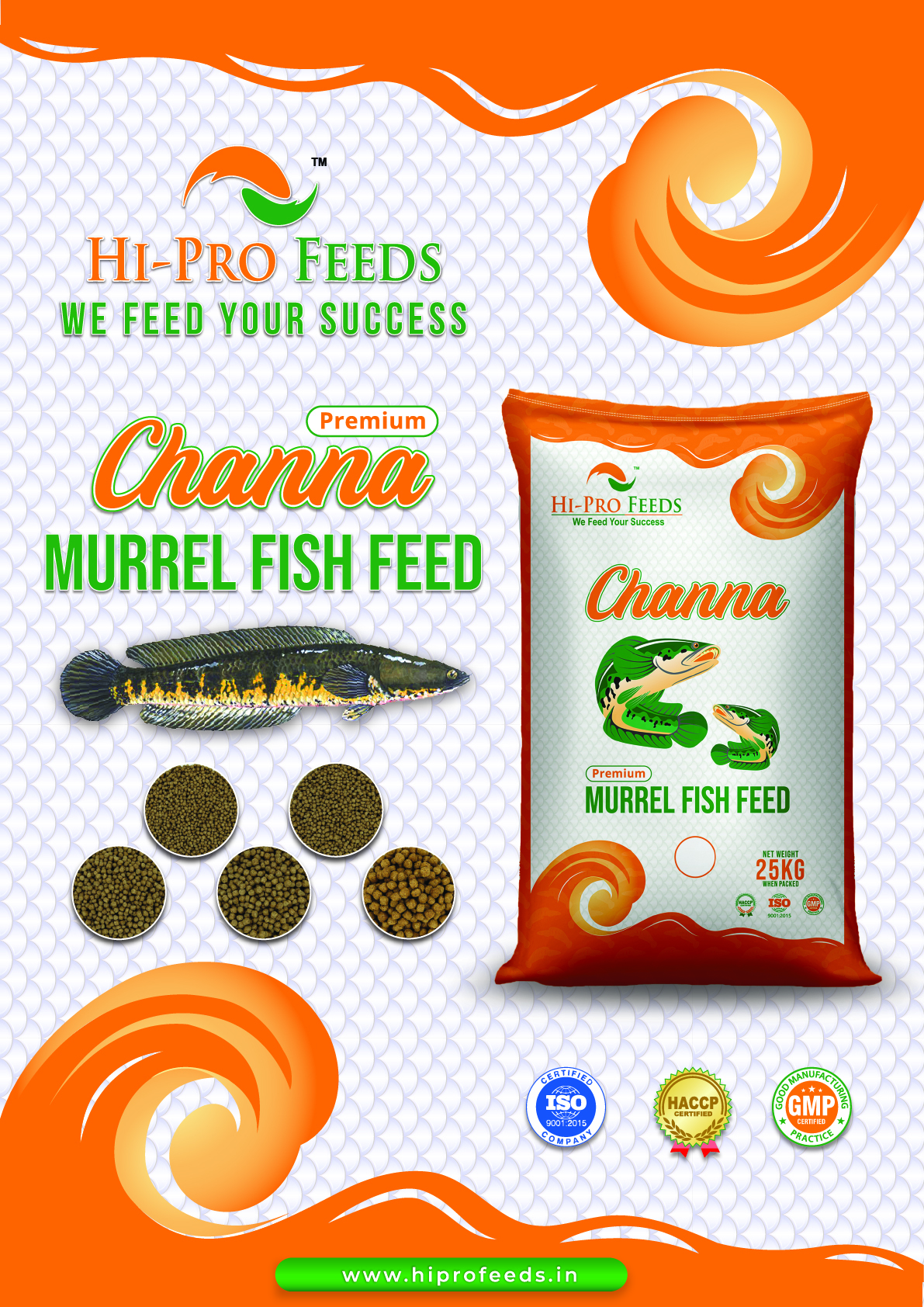 42/9 Channa Murrel Fish Feed - 0.6mm - Color: Brown