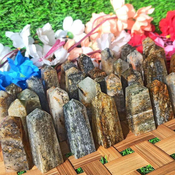 Polishing Black Sunstone Tower Obelisk For Home Decoration