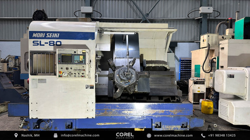 Mori Seiki SL 80 CNC Lathe - Cast Iron Body, 900x2000 mm, Industrial Grey, 55 kW Spindle | FANUC CNC, 12-Station Turret, Programmable Tailstock