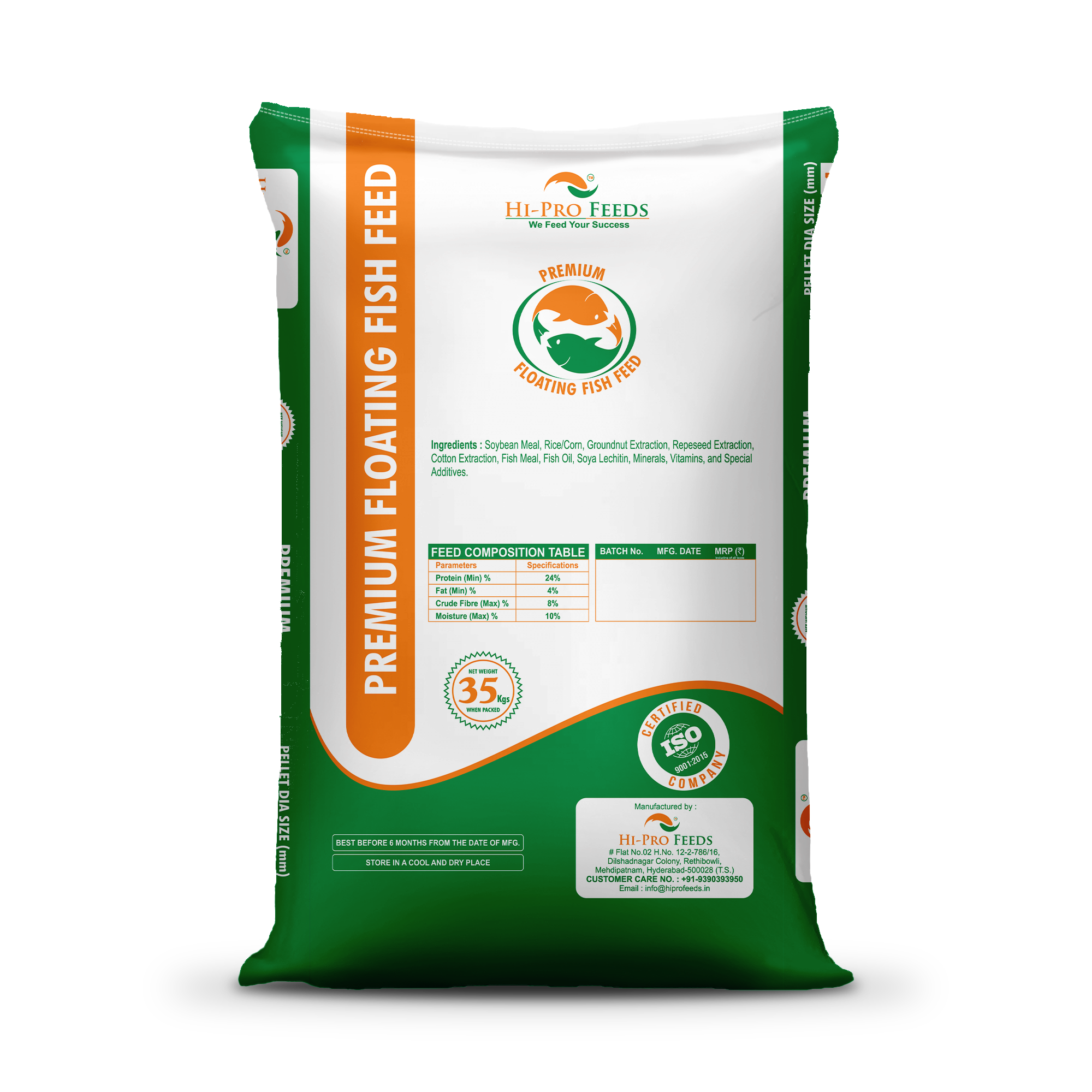 24/4 Premium Floating Fish Feed - 3mm & 4mm Pellet Size, Brown Color | Complete Nutrition For Fish Growth, Balanced Feed, Prevents Water Pollution