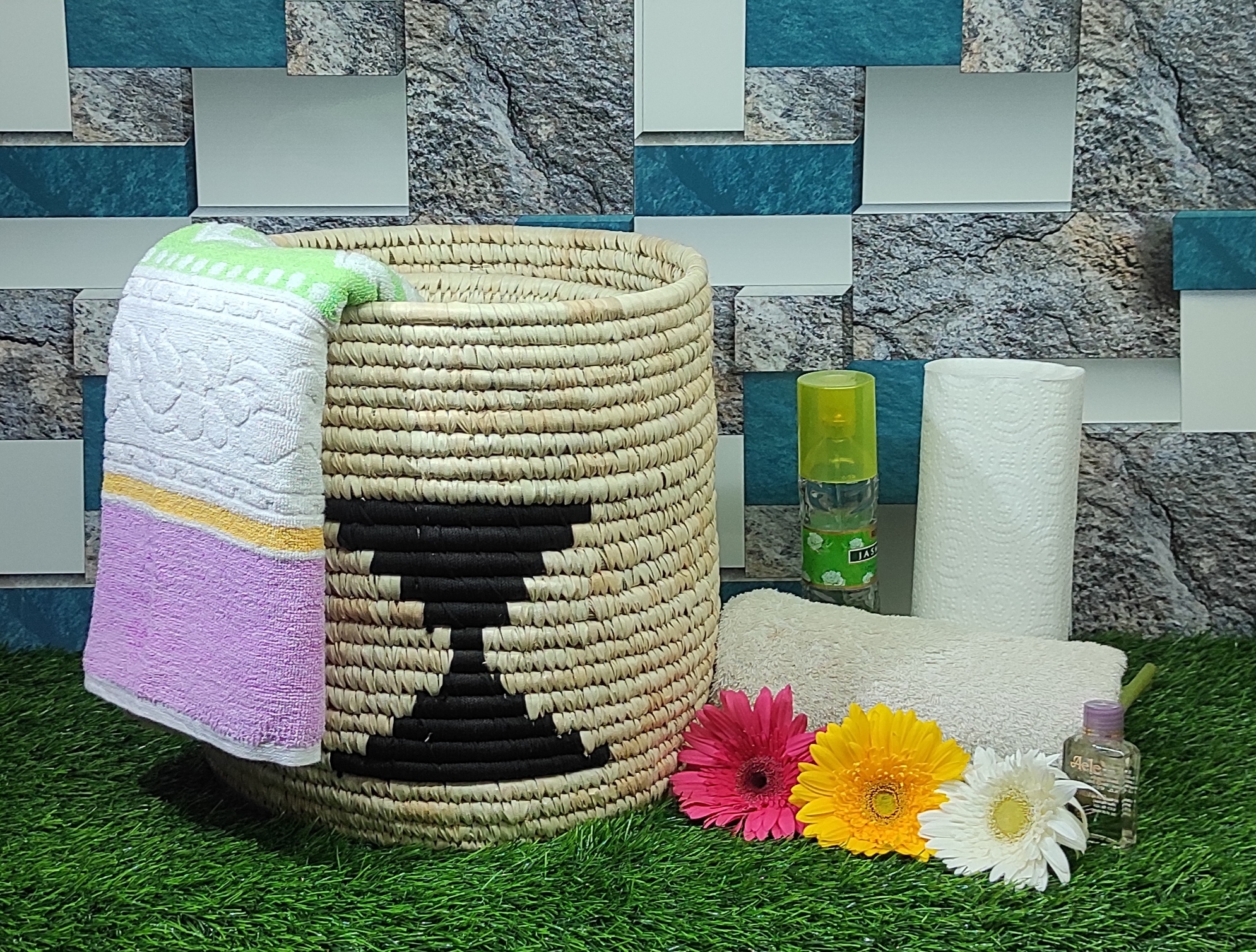 Sabai Grass Handwoven Storage Basket - 12x12 Inches | Durable Eco-friendly Material, Modern Arts Design, Customization Available