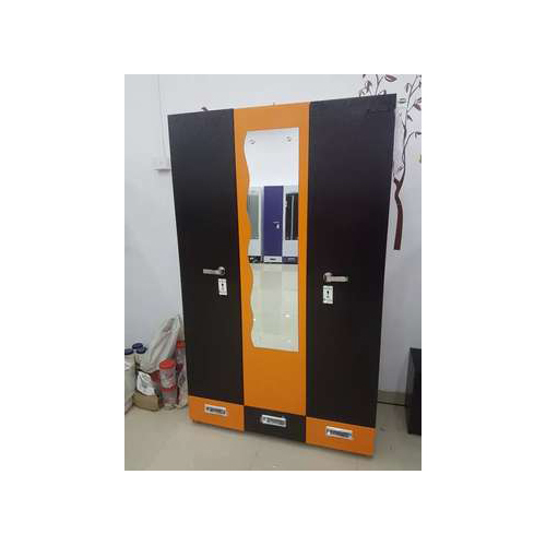 Black And Yellow Double Door Glass Bedroom Cupboards