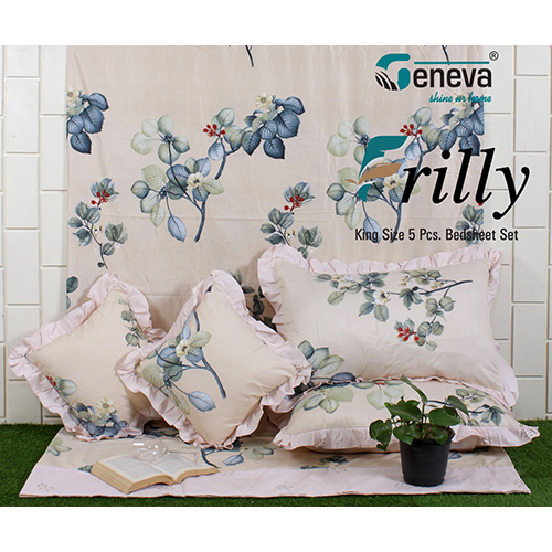 अलग-अलग उपलब्ध Rilly King साइज़ 5 पीस बेडशीट सेट
