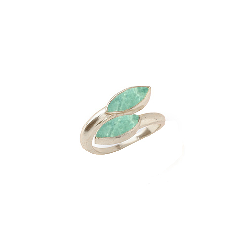 Amazonite Gemstone Marquise Shape Gold Vermeil Bezel Set Ring Size: 6x8mm