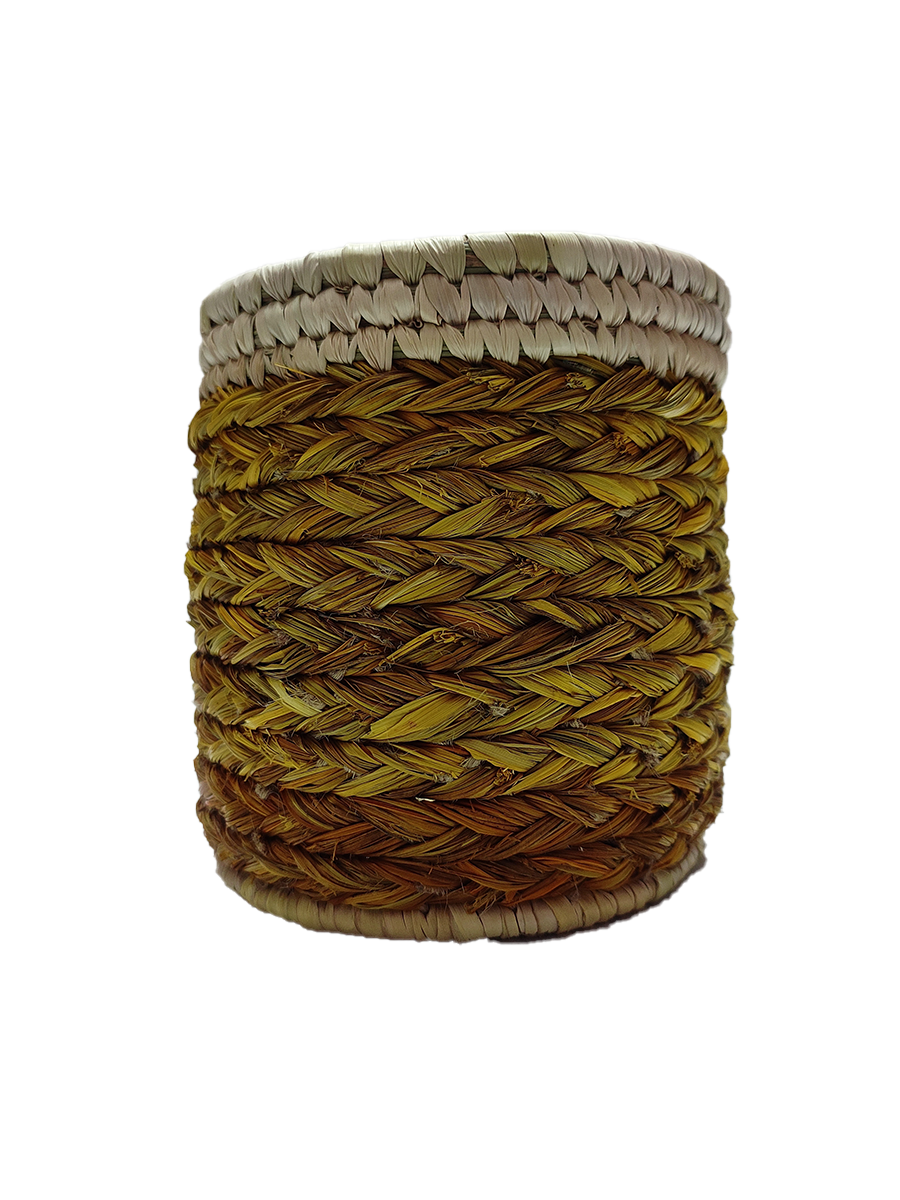 Sabai Grass Hand Woven Planter - 4.4x4 Inches , Natural Green Color Made From Eco-friendly Sabai Grass, Ideal For Decoration & Gifting