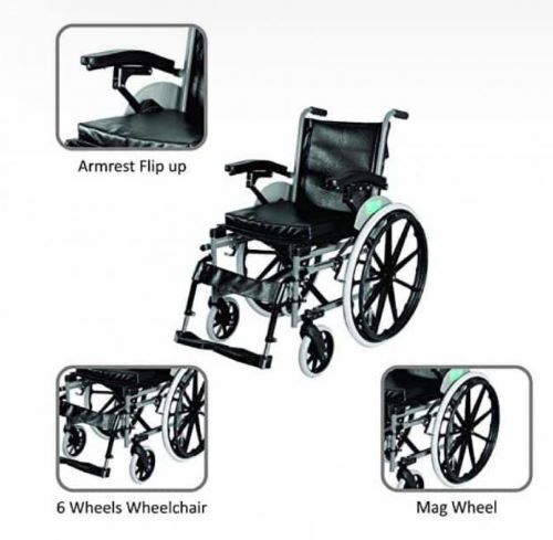 Black Imperio Wheelchair With Removable Big Wheels Vissco 2930