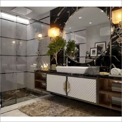 Bathroom Interior Design Service - Ceramic Tiles, Modern Fixtures, Grey Color Palette | Led Lighting, Matte Finishes, Contemporary Style