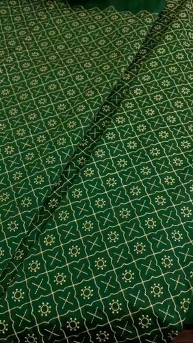GREEN KURTA FABRIC - Cotton, Customized Size, Emerald Green with Gold Embroidery | Mughal Mosaic Design, Ethnic Indian Pattern, Custom Color Options