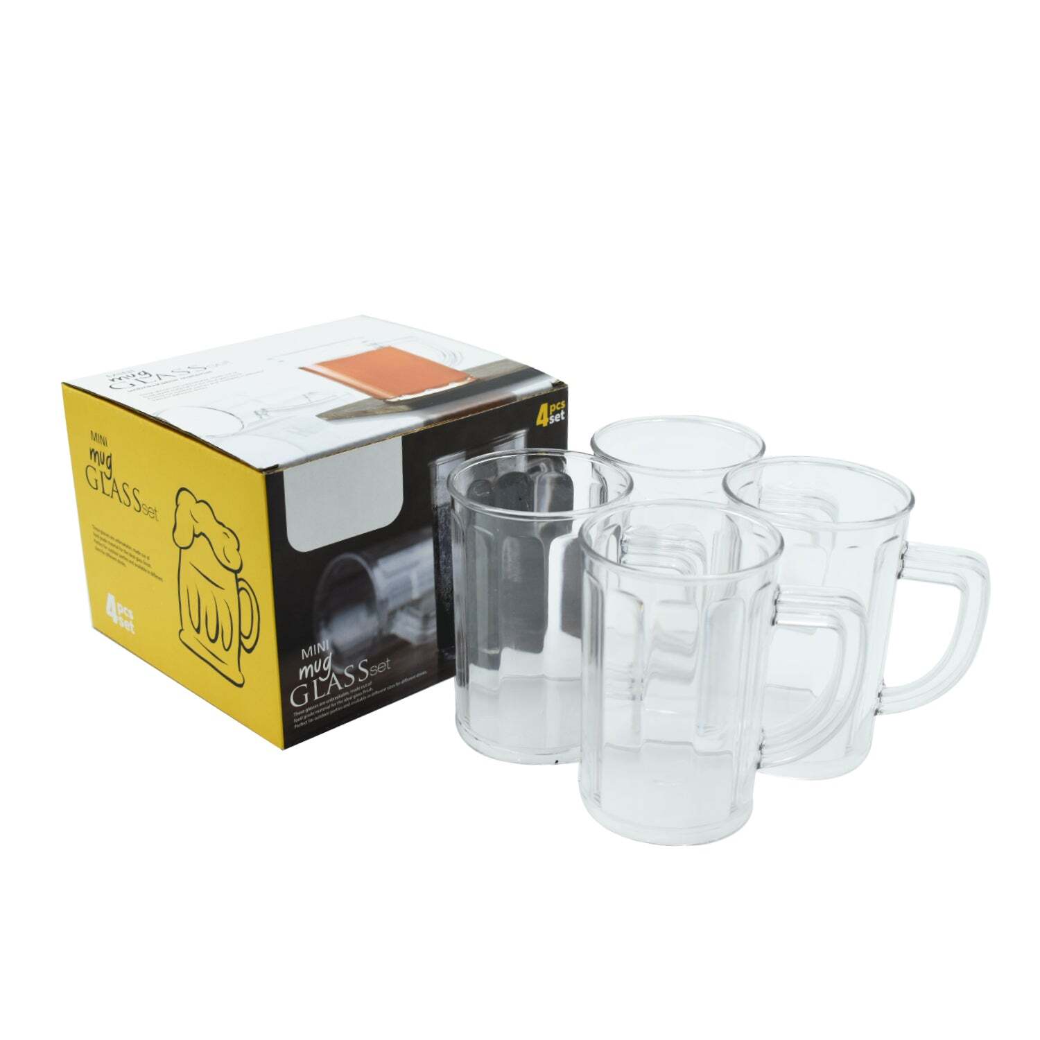 Unbreakable Drinking Plastic Type Glass Set - Size: 17x16x13 Cm, Color: Transparent | Set Of 4 Cold Drink Beer Mugs, Durable Material