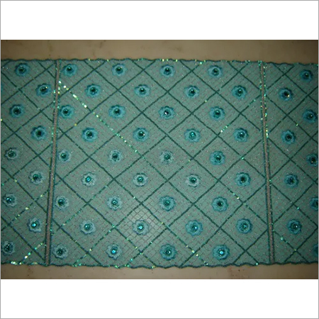 Printed Silk Stoles - 72 x 36 Inches | Teal with Hand Work Sequins